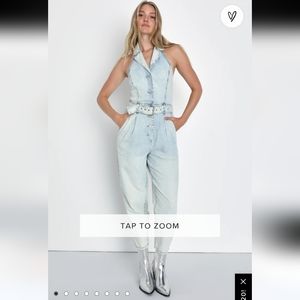 $128 Call My Name Light Wash Denim Collared JumpsuitBlank NYC Sz Sold